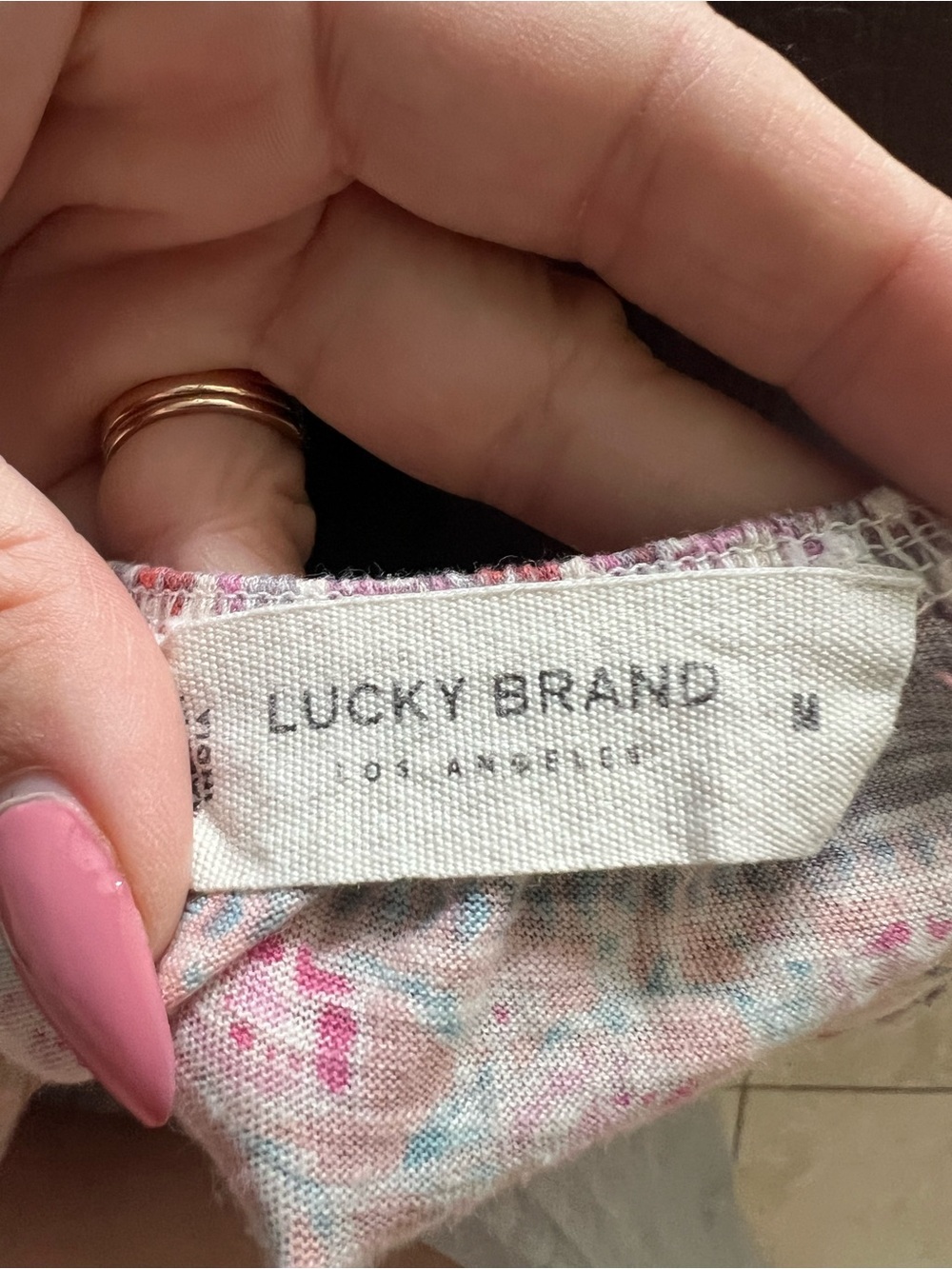 Lucky Brand Pink Multi Floral Tie-Front Peasant Blouse - Picture 3 of 3